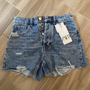 Zara high waist denim mom shorts